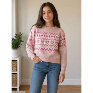 Children's Place Pink Heart Sweater Size XL